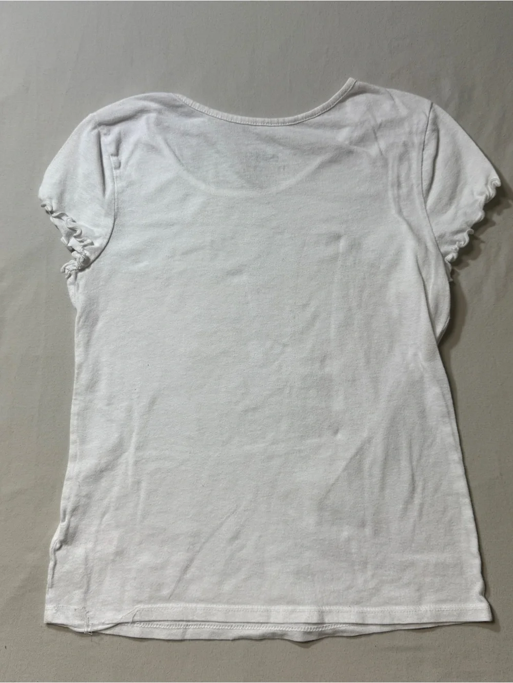 Justice White Tee Shirt Girl’s 12 Top Short-Sleeve Ruffle Sleeve Classic Basic